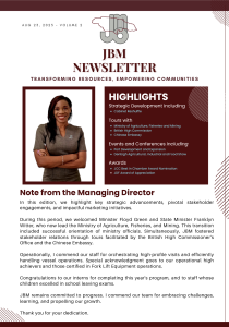 JBM Newsletter - Vol 2 - Aug 2024 Cover
